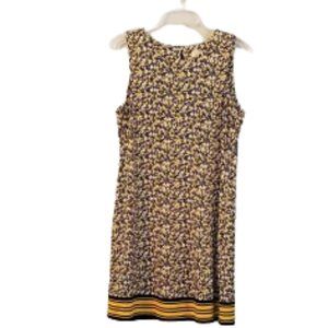 Michael Kors sleeveless yellow, white, black floral dress, size L